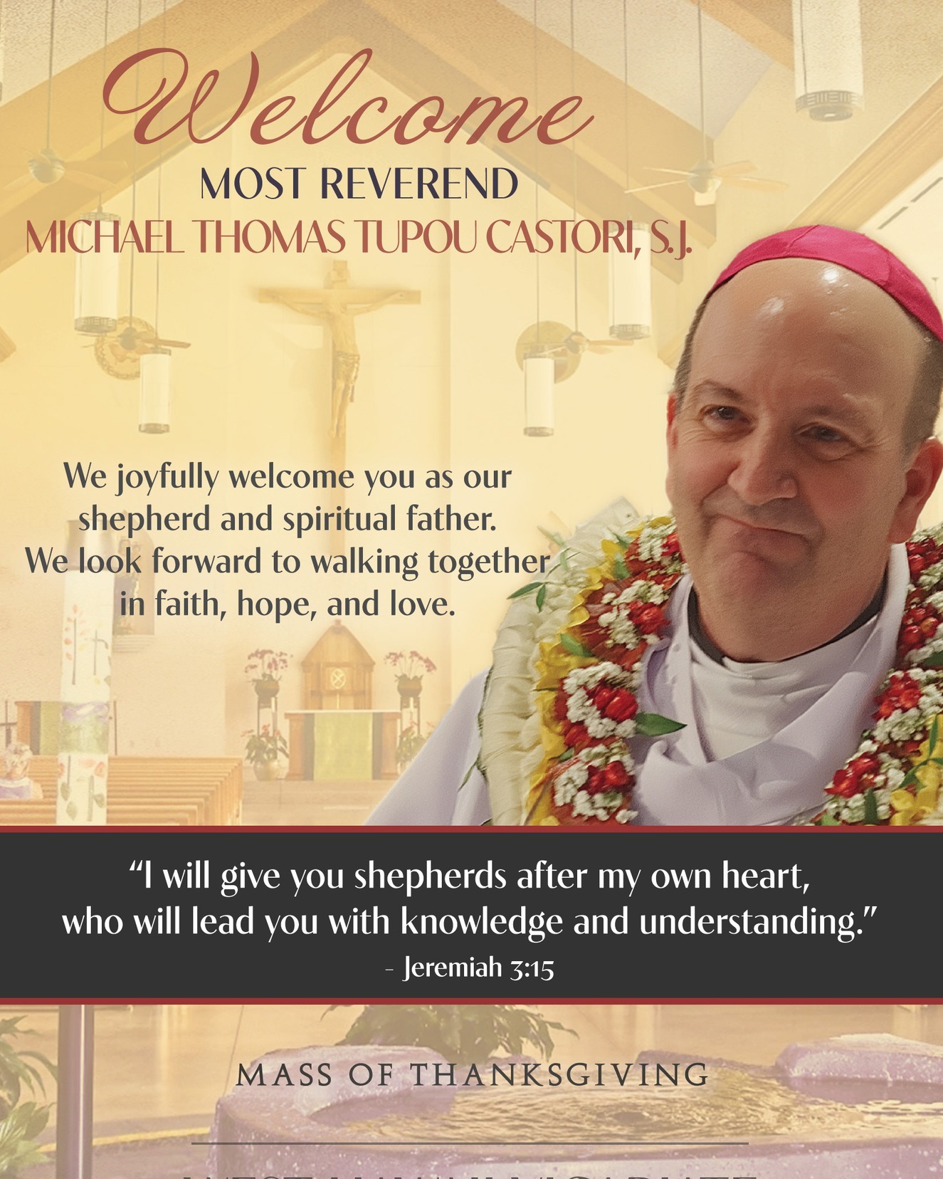 REMINDER: Let us joyfully welcome our new bishop. Please join us for a Mass of Thanksgiving with Bishop Michael on Wednesday, Sept. 23 at 6:00 PM. A reception will follow in the Grace Parish Center as we gather in fellowship and gratitude for this blessed moment in our diocesan life.