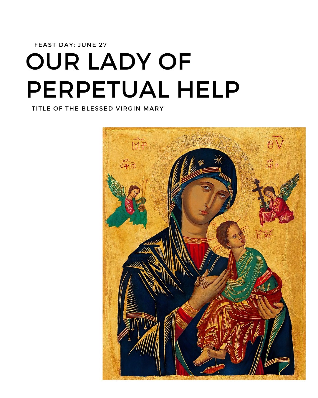 O Mother of Perpetual Help, grant that I may ever invoke your powerful name, the protection of the living and the salvation of the dying. Purest Mary, let your name henceforth be ever on my lips. Delay not, Blessed Lady, to rescue me whenever I call on you. In my temptations, in my needs, I will never cease to call on you, ever repeating your sacred name, Mary, Mary.
⁣
#OurLady #PerpetualHelp